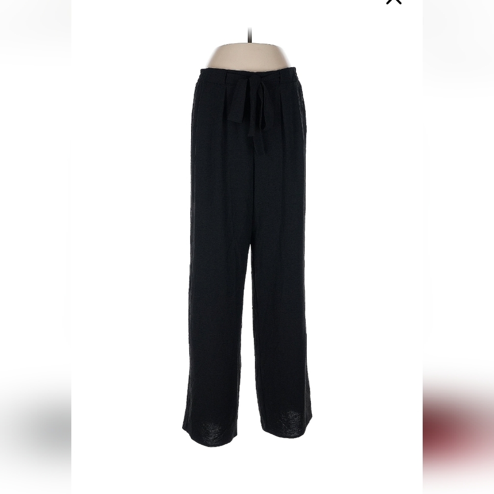 Ming Wang High Rise Straight Leg Paperbag Waist Black Lightweight Pants Size 10